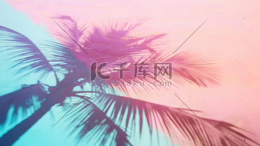 棕榈树影子插画图片_柔和水彩棕榈树光影插画设计