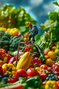 蔬菜蓝蔬菜插画图片_果实海报3d微距摄影插画图片
