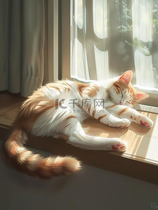 猫在午后的阳光睡觉素材