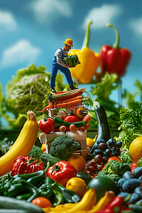 蔬菜蓝蔬菜插画图片_3d微距摄影海报果实插画海报