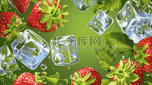 桌面软件按钮插画图片_夏季场景水果水彩桌面上插画