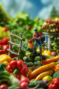 蔬菜蓝蔬菜插画图片_3d果实海报微距摄影插图