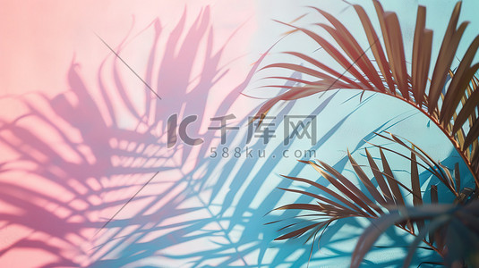 柔和水彩棕榈树光影插画海报