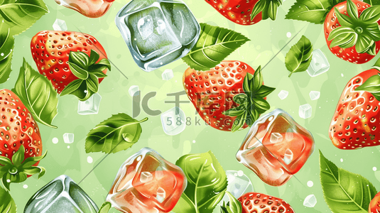 桌面上小物件插画图片_夏季场景水果水彩桌面上插画