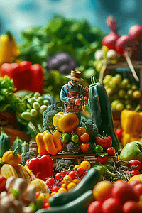 蔬菜蓝蔬菜插画图片_海报3d微距摄影果实插画设计