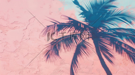 柔和的渐变色插画图片_柔和水彩棕榈树光影素材