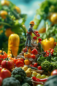 蔬菜水果海报插画图片_果实3d微距摄影海报图片