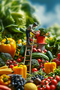 蔬菜水果海报插画图片_3d果实微距摄影海报矢量插画