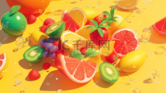 橙子轮播图插画图片_绘画鲜美水果橙子水分的插画