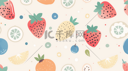 可口草莓插画图片_夏季综合新鲜水果水彩插画