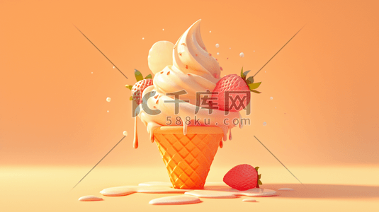 冰激凌蛋卷插画图片_绘画夏季儿童冰激凌的插画
