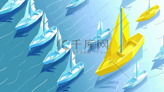 远洋航运插画图片_海面上停摆着的小船插画