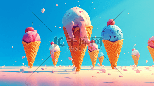 绘画夏季儿童冰激凌的插画