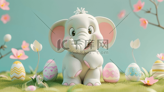 亲子小象插画图片_清新可爱卡通动物小象的插画