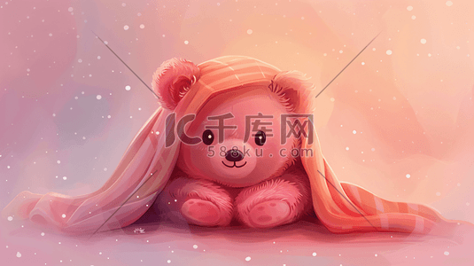 8插画图片_裹着毛毯的可爱小熊8
