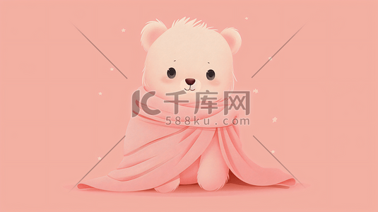 小熊卡通插画图片_裹着毛毯的可爱小熊5