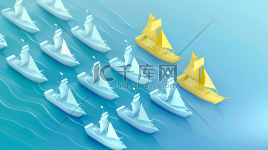 远洋航运插画图片_海面上停摆着的小船插画