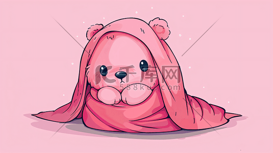 小熊卡通插画图片_裹着毛毯的可爱小熊9