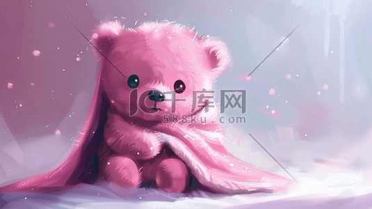 小熊卡通插画图片_裹着毛毯的可爱小熊10