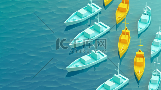 海面上停摆着的小船插画