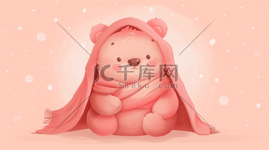 熊卡通插画图片_裹着毛毯的可爱小熊1