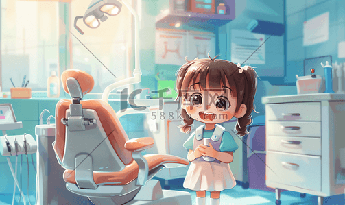 小女孩看牙医
