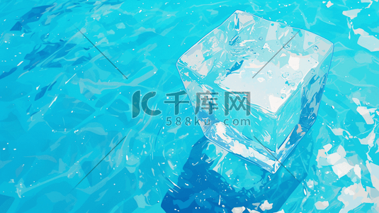 冰块保温插画图片_绘画精英剔透方块冰块的插画