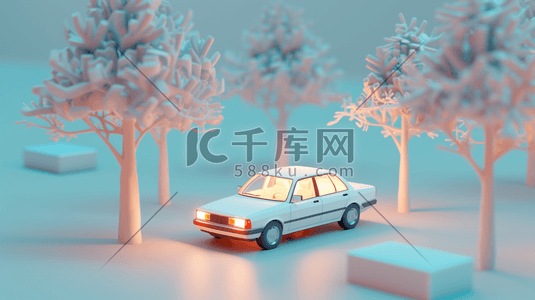 3D小轿车模型插画