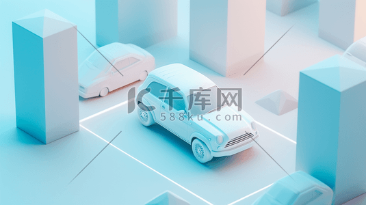 竞争模型插画图片_3D小轿车模型插画