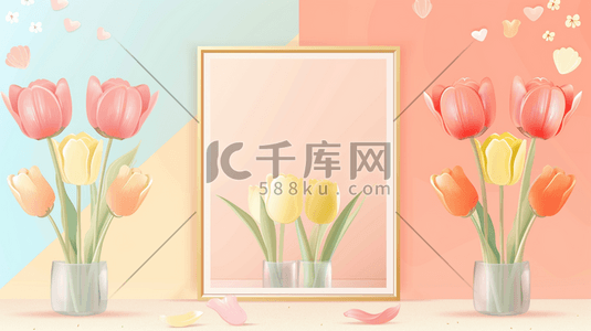 c4d展示插画图片_C4D卧室桌面上的两个相框插画