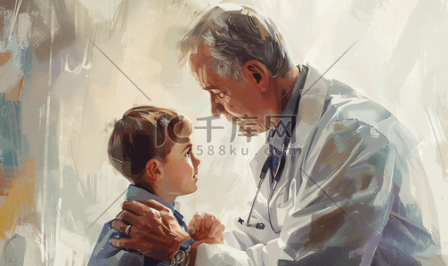 脊髓损伤插画图片_照顾小男孩的医生