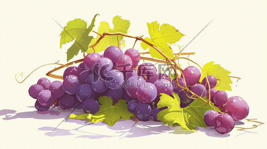 桃红葡萄酒插画图片_绘画艺术水果葡萄的插画