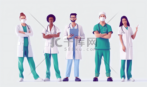 男服务员插画图片_服务医务工作者和病患