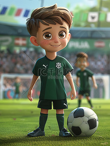 足球球衣号插画图片_孩子在体育场里踢足球矢量插画