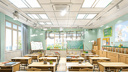 青城山摄影插画图片_宽敞明亮的教室摄影22