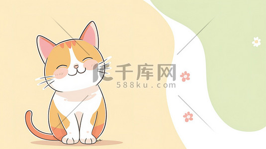 卡通猫可爱插画图片_可爱的手绘卡通猫插画素材