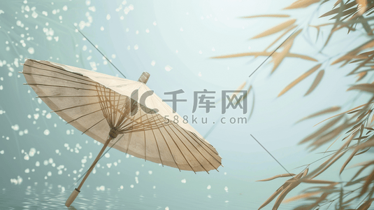 树艺术插画图片_绘画中式国画国风树下雨伞的插画