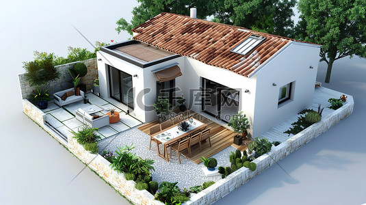 3d模型门插画图片_建筑平面小房子模型插画设计
