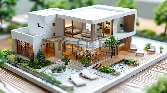 六林模型插画图片_建筑平面小房子模型插画