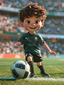 足球球衣号插画图片_孩子在体育场里踢足球插图
