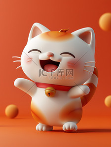 猪新年快乐插画图片_可爱快乐的猫咪肥猫插画海报