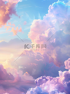 卡通梦幻紫色插画图片_柔和梦幻夕阳的云朵插图