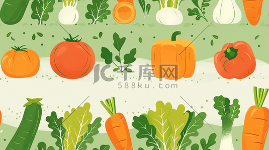 超市蔬菜区插画图片_夏日新鲜综合蔬菜插画