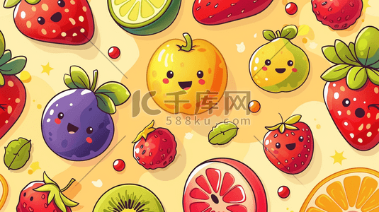 散放的夏日微笑水果插画