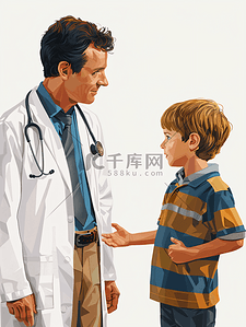 医生在询问小男孩