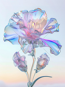 一朵半透明康乃馨玻璃材质插画图片