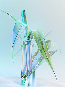 竹子小清新插画图片_半透明的竹子玻璃材料插画素材