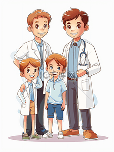 年轻男性插画图片_医生和婴儿护士保健男生儿童男性身体医院童年医疗医师
