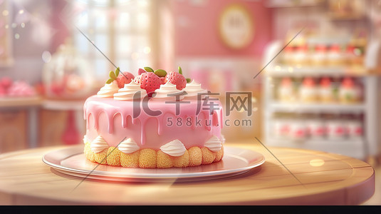 奶油风吊灯插画图片_纯奶油水果蛋糕六一插画图片