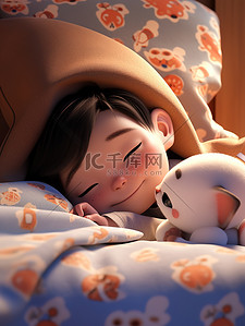 可爱的男孩入睡睡觉插画图片